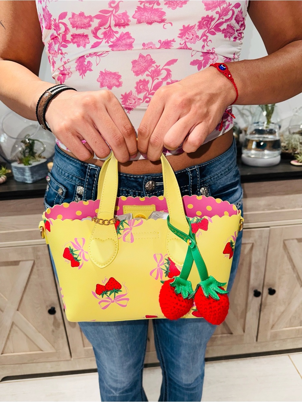 🍓 Juicy Couture Strawberry Mini Tote + Coin Purse Charm Set NWT